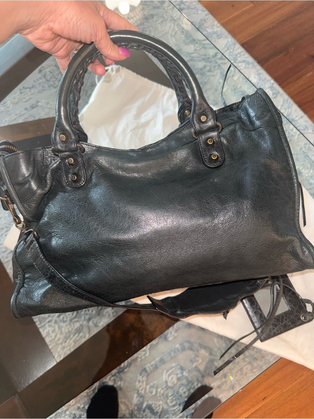 Balenciaga Classic City Medium Dark Green Leather Bag + Mirror & Dust Bag - Picture 8 of 14